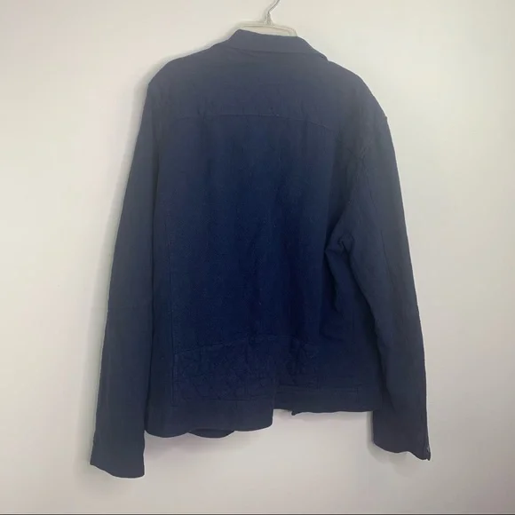 Zara Man Blue Linen Biker Bomber Jacket Size Medium - Picture 5 of 10